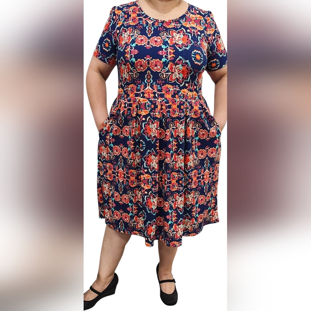 LuLaRoe Amelia floral print midi dress women's size XL